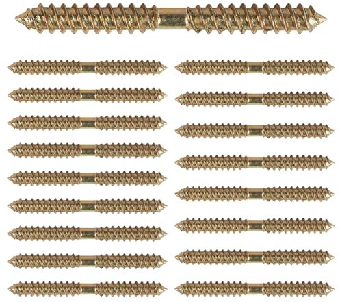 16Pcs Double Ended Screws 6x40mm Hanger Bolts, M6 Galvanized Dowel Side Self-Tapping Thread Dowel Screws for Furniture Fixing Wood Connecting