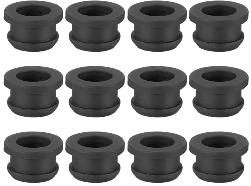 PATIKIL 12mm / 1/2 Inch Drill Hole,3/8 Inch ID Rubber Grommets, 12Pcs Top Hat Grommet for Wiring Eyelet Ring Gasket Automotive Firewall Cable Hole Plugs Wires Protection, Black