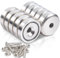 10 Stück Neodym Magnete mit Loch Neodym Magnete Extra Stark 6 KG Kraft 16 x 5 mm mit Loch und Kapsel, Senkkopf-Topfmagnet mit Schrauben Starke Magnete für Küchen Kühlschrank, Badezimmer, Lager, Büros