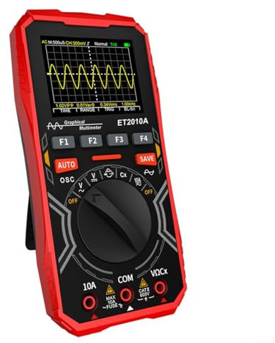 UTTASU Oszilloskop, ET2010A Handheld-Oszilloskop-Multimeter, 1 MHz, 2,5 Msps, Abtastung AC/DC, 600 V mit 6,1 cm Farbbildschirm, 3 Scan-Modi, Datenspeicherfähigkeit für industrielle Tests