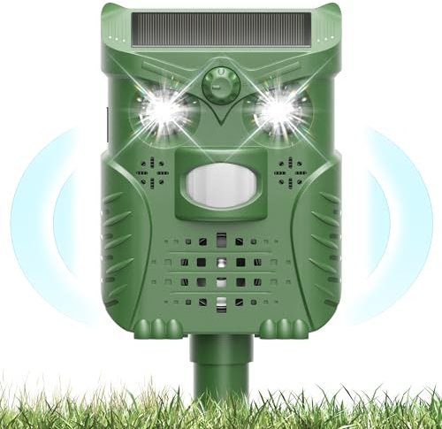 HOPPE'S Katzenabwehr, Solar-Tauben-Abschreckung, Ultraschall-Katzenschreck, Vogelabwehr mit LED-Licht, geeignet für Gärten, Innenhöfe und andere Umgebungen im Freien