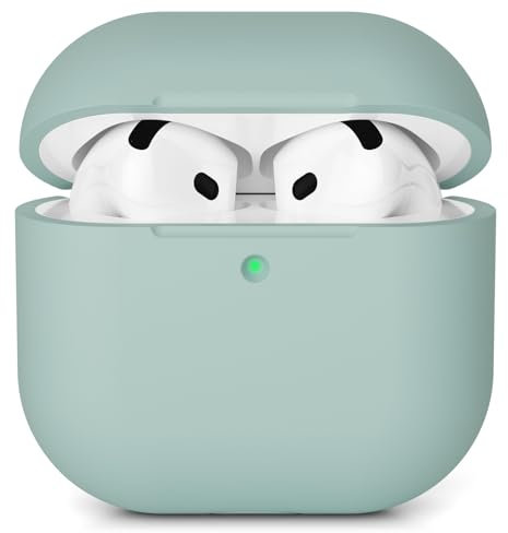 AOTUAO Custodia Compatibile con AirPods 4 (2024) Custodia Case, Case Protettiva Antiurto Antiscivolo in Silicone per AirPods 4a Generazione Cover Custodia, LED Frontale Visibile, Cloud Grey