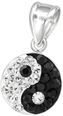 Monkimau Yin Yang Kinder Kettenanhänger 925 Silber | Hypoallergen Kinderohrringe | Mädchen Schmuck Geschenk Geschenkidee Kette