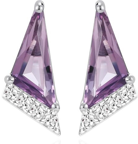 QUADRI Orecchini Donna in Argento 925 con Cristallo Ametista – Orecchini da Donna Eleganti e Minimal Chic con Zirconi Brillanti – Idea Regalo con Scatola Raffinata