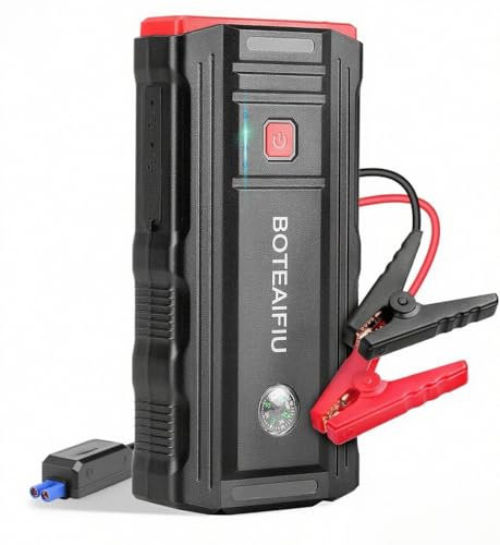 BOTEAIFIU Starthilfe Powerbank für PKW 3000A Starter Powerbank für 12V Fahrzeuge bis 8.0L Benzin & 6.5L Diesel, mit Überbrückungskabel, LED-Licht, USB Typ-C Powerbank