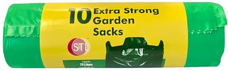 STL 75L Heavy Duty Garden Bin bags- Extra strong garden recyclable sacks (Pack of 1 X 10),Leak & Tear-Resistant,Eco-Friendly, Foldable Refuse Bags for garden, Household, Yard & Commercial Use