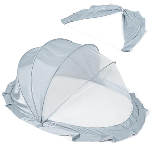 Orzbow Pliable Moustiquaire pour Bébé, Respirante Moustiquaire pour Lit de Bébé pour L'Été, Portable Moustiquaire pour L'intérieur Et L'extérieur De La Maison, avec Protection Solaire, Gris Clair