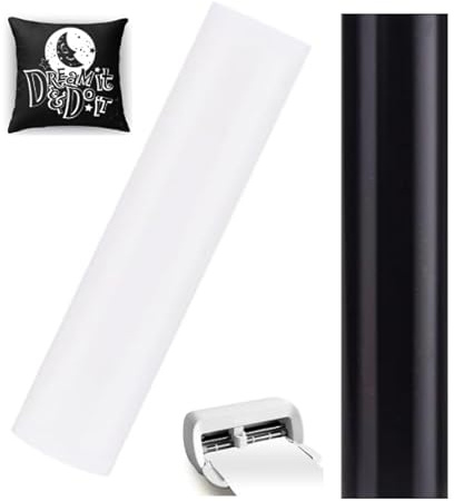 Smart Iron on für Cricut Joy Xtra, 2 Rollen Smart Heat Transfer Vinyl 24cm*200cm Schwarz + Weiß Smart Iron on Vinylfolie Plotter Selbstklebend PU Plotterfolie Textil für DIY Stoffe T-Shirts