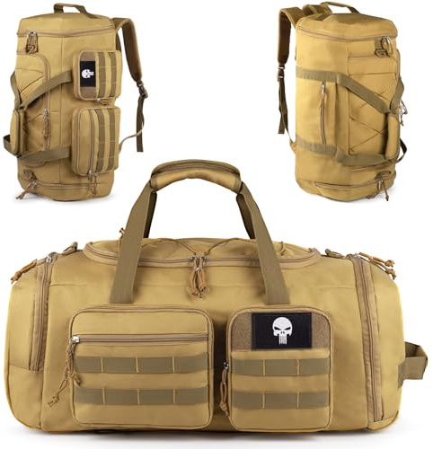 Bunnychic Taktische Tasche Herren 70L, 3-in-1 Sporttasche für Reisen | Taktische 3-in-1-Sporttasche mit separatem Schuhfach, wasserabweisend, ideal für Wochenendtrips, Sport und Reisen