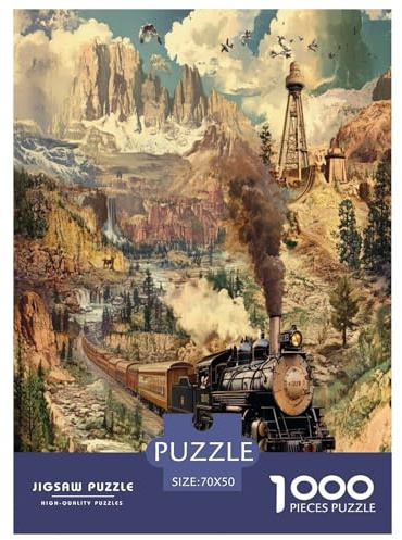 Dampfzug Puzzles 1000-teilige Schwer Puzzle Spielzeug Lernspiel Impossible Herausforderungsspielzeug Für Erwachsene Kinder 70x50cm/1000pcs