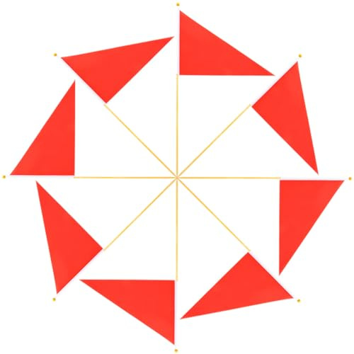 JECOMPRIS 8pcs Red Triangle Marker Flags Bamboo Poles for Site Construction and Lawn Marking, Garden Irrigation Flags for Outdoor Safety and Landscape Signaling