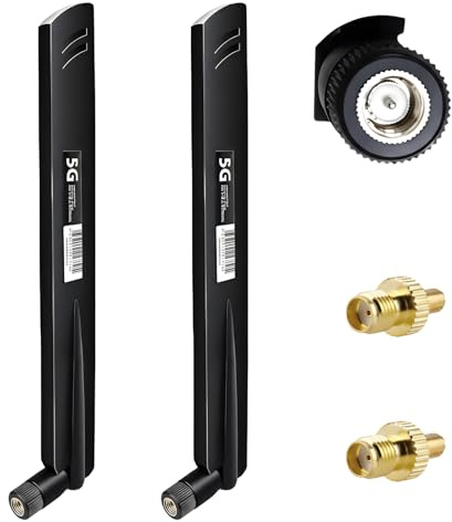 Menibeuty 2 Stück 5G LTE Antenne, SMA / TS9 Stecker Signal Gain 18DBI Hochleistungs Signalverstärkung, WLAN-Antenne Omnidirektionale, 600-6000MHz für 3G/4G/5G/GSM/GPRS Router IoT Gateway usw (Schwarz)
