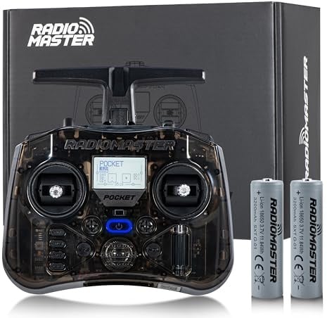 Radiomaster Pocket ELRS Transmisor de cardán portátil Hall con firmware EdgeTX y luz LED para drones FPV/helicópteros RC y coches, barcos y multicópteros, modo 2
