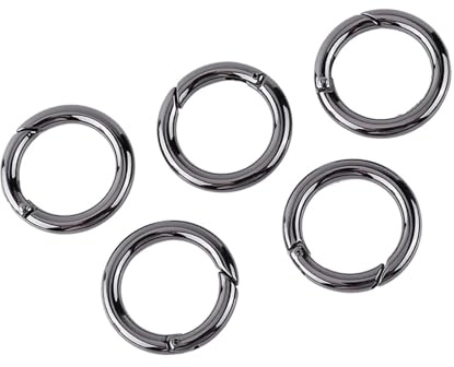 OEBUAFI Runde Zinklegierungs-Karabiner-Feder-Druckknopf-Clips für -Schnellverschluss-Schlüsselanhänger, 5-teiliges Set für Outdoor-Camping-Wandern