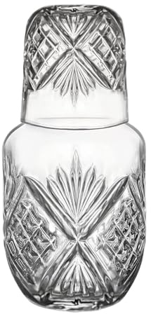 Set De Garrafa De Agua Y Vaso Para Mesita De Noche - Jarra Nocturna para Beber,Jarra Cristalina para Servir Agua,para Uso en la Cocina el Dormitorio la Mesa el Baño Hogar y Comedor