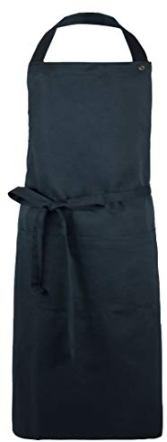ZOLLNER Kochschürze in schwarz - robuste Grillschürze mit aufgenähten Taschen - Baumwolle - 75x100 cm - mit Bindebänder - waschbar bis 60°C - Oeko Tex® zertifiziert