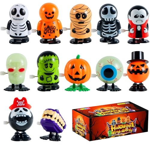 JOYIN 12 Stück Halloween-Aufziehspielzeuge als Kindergeschenke, Aufziehspielzeuge in großen Mengen für Halloween-Partygeschenke, Goodie-Bag-Füller, Geschenke für Schüler im Klassenzimmer