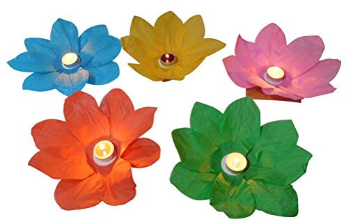 16 Stück Wasserlaterne Lotusblüte Seerose Schwimmlaterne Schwimmkerzen Laterne Teelichter Kerzen Bunt Schwimmlichter Windlicht Outdoor Deko