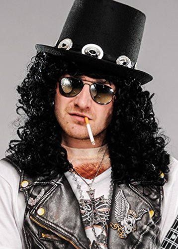 Magic Box Men Slash Style 80s Long Curly Black Wig