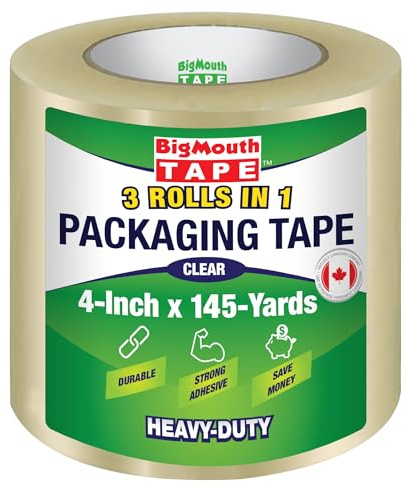 BigMouth Tape - 3 Rollen in 1 - Durchsichtiges Hochleistungs-Verpackungsband - 100mm x 150m