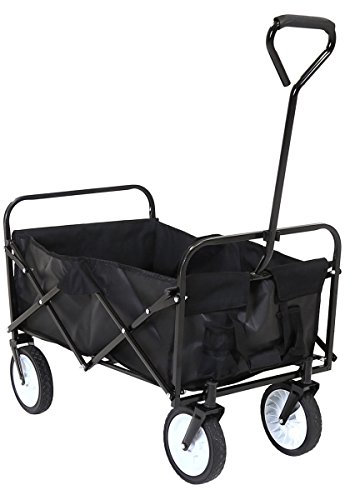 EAZYGOODS Folding Garden Trolley Cart Wagon Pull Along Wheelbarrow Shopping Bag Heavy Duty Black - NEXT WORKING DAY DELIVERY