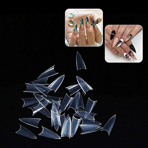 Fake Nail, 500 Stylos Sharp Faux Ongles Art Tips Salon Manucure Décoration, Tips avec 10 Tailles Différentes pour les Salons de Faux Ongles et Nail Art DIY (Transparent)
