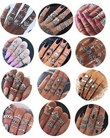 Milacolato 132 STÜCKE Böhmen Knuckle Ring Silber Set für Frauen Hohl Silber Mode Midi Fingerringe Vintage Stapelbar Knuckle Midi Ringe Set