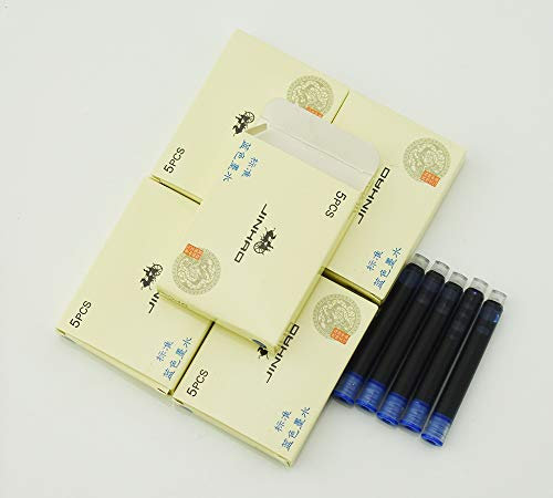 Jinhao Fountain Pen Ink Cartridges, Blue Colour International Standard Size, 30 PCS Ink Refill Cartridges Set