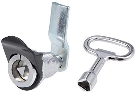 sourcing map Triangle Cam Lock 32mm Cylinder Length Fits Up to 3/8-inch Thick Panel Silver Tone
