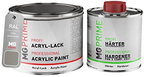 MG PRIME RAL 7030 Steingrau/Stone grey Acryl-Lack seidenmatt 0,75 Liter / 750 ml Dose inkl. Härter