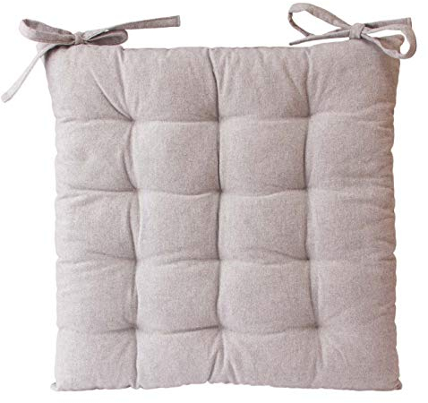 etérea Sitzkissen - Ilka Stuhlkissen Serie - Boden-Kissen mit Bändern für Indoor und Outdoor, 100% Baumwolle nach Ökotex 100, Größe: Einzeln, Farbe: Grau