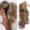 24(60cm) SEGO Coleta Postiza Rizada con Pinza Pelo Sintético Se Ve Natural [Castaño Claro mezcla Rubio Ceniza] Extensiones de Cabello Clip Cola Larga Ponytail Extension (140g)