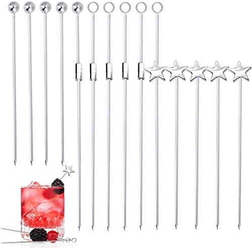 Polly Online 20 Stück Edelstahl-Cocktailspieße, Wiederverwendbare Cocktail-Sticks Obst-Sticks für Fingerfood, kleine Snacks, Antipasti und Cocktails