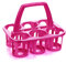 PLASTIFIC 6 x Plastic Beer Garden Glass Collector Carrier Milk Bottle Holder beer Carrier with Handle Bottle Holder for Bar, Outdoor, Picnic, Party - Fuchsia