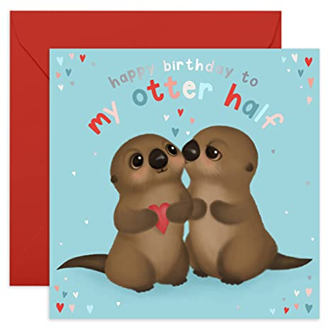 Central 23 - Süße Jubiläumskarte für Ehemann - Happy Birthday To My Otter Half - Süße Jubiläumskarte für Ihn - Hübsche Jahrestagskarte für Sie - Mit witzigen Aufklebern