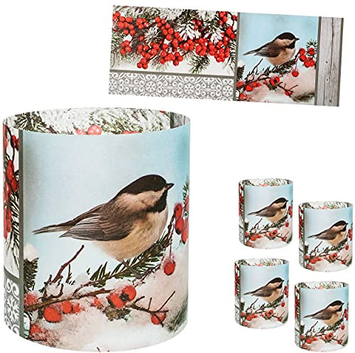 alles-meine.de GmbH 5 Stück - kleine Tischlichter Motiv frei wählbar Vogel im Schnee - Winter 10 cm - Licht - für Teelichter/Batterie LED Lichter & Kerzen - Windlicht - T..