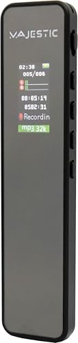 Majestic VR 38 - Registratore Vocale Digitale, Memoria 16 GB, display a colori TFT, presa cuffie 3.5mm (auricolari inclusi), riproduzione file audio MP3