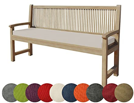 chilly pilley Bankkissen Bankauflage Polsterauflage Reißverschluss mit Schlaufen Kissen für Gartenbank für Gartenmöbel Sitzkissen & Rückenkissen Outdoor (140 x 50 x 5 cm, Cremefarbig)