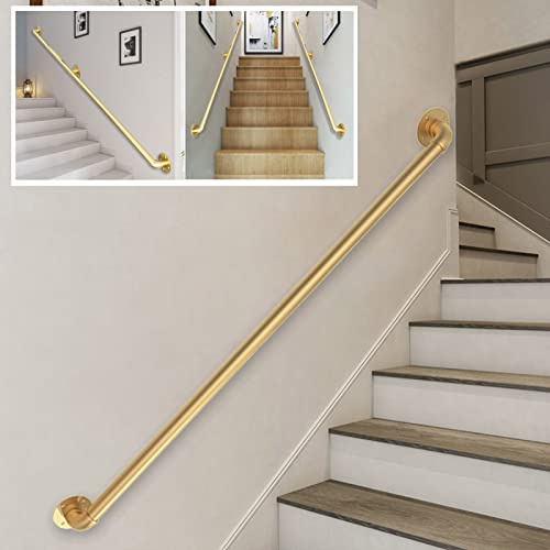 CL-ZZZ Modern Stairs Handrail Brackets Kit, Gold Banister Railing Rail Support Kit, Metal Wrought Iron Indoor And Outdoor Loft Corridor Porch Deck Guardrail Handrail (Size : 10ft/300cm)