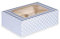 Anniversary House Blue Cupcake Box with Window and Removable 6 Hole Insert, Gingham and Polka Dot Print, Easy Assembly, 1 Pack, 7.5 x 16 x 23 CM, J162