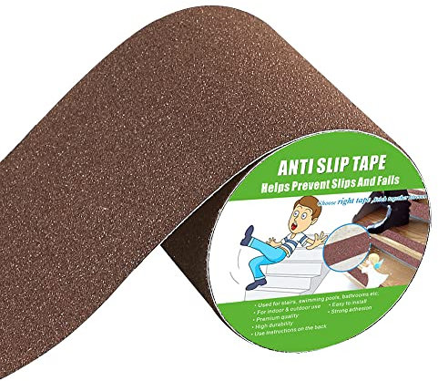 Anti Slip Tape, High Traction, Strong Grip Abrasive, Not Easy Leaving Adhesive Residue, Indoor & Outdoor (150MM Width x 5M Long, Brown)