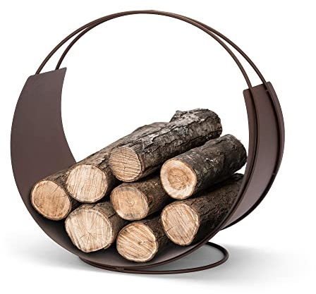 VASNER Situro S1/S2 Holzkorb, Kaminholzkorb Metall rund modern, praktische Brennholz Aufbewahrung, Feuerholzkorb, Kamin Zubehör, Kaminholz Lager, Holz Korb, 58 x 58 x 38 cm (Rost-Braun)