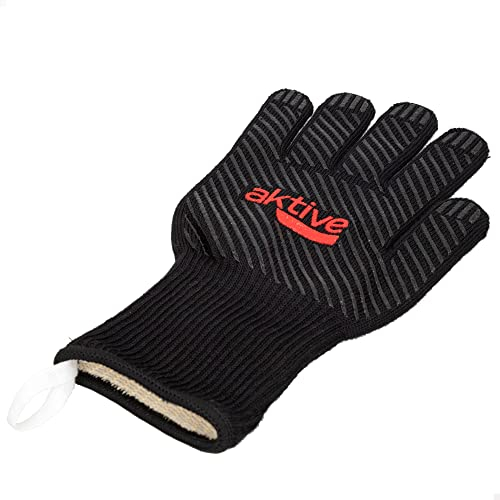 AKTIVE Guantes Barbacoa Antideslizantes y Resistentes, Guantes para Horno, Resistente la Calor 500ºC, Guantes de Cocina para Horno, Accesorios Barbacoa (52976)