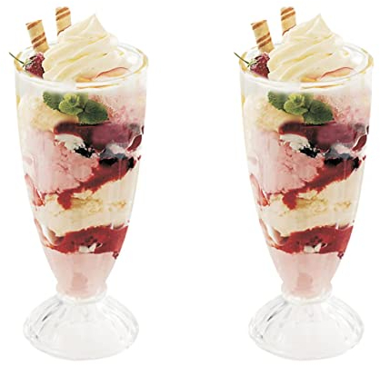 Royal Cuisine Set of 2 Dessert Cups 360ml Knickerbocker Glory Dessert Sundae Glasses Long Cocktail Glasses Dessert Bowls Fountain Glasses Milkshake Soda Glassware