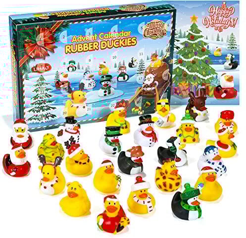 LIHAO 2025 Christmas Advent Calendar 24 Days Rubber Ducks Christmas Countdown Calendar Xmas Gifts for Kids