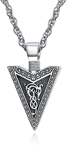 PRAYMOS Pfeilspitze Halskette für Herren 925 Sterling Silber Wikinger Pfeil Amulett Anhänger Personalisierter Schmuck Geburtstag Weihnachts Geschenk für Männer, 20+2in Edelstahlkette