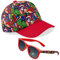 Marvel Spiderman Cappello con Visiera e Occhiali da Sole Bambino Cappello Baseball Regolabile Occhiali da Sole Bambini Protezione UV400 (Rosso/Multi)
