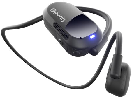 Purity Air Open Ear Headphones - True Air Conduction Wireless Bluetooth Open Ear Earbuds with Dual Mic for iPhone/Android - Secured Long Wearing Comfort, Sports Sweat Resistant (Black/Black)