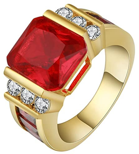 Whoiy Ring Rot, Silber Ringe Schlicht Eheringe Rechteckiger Zirkonia 62 (19.7) Verlobungsring für Frauen