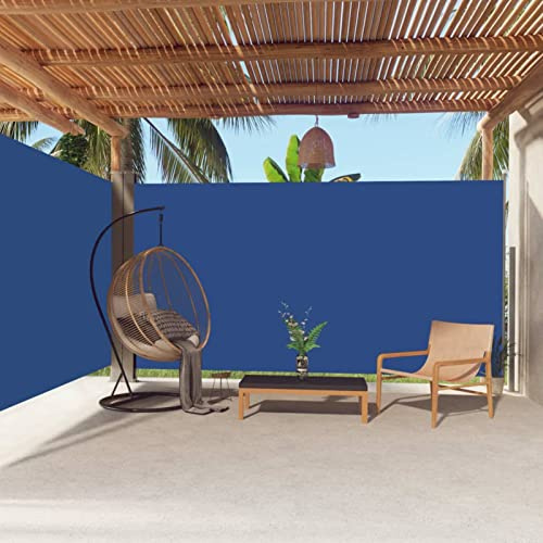 JUNZAI Retractable Side Awning Blue 200x600 cm,Canopy Tent With Extension Awning,Waterproof Awnings,Patio Gazebo Awning